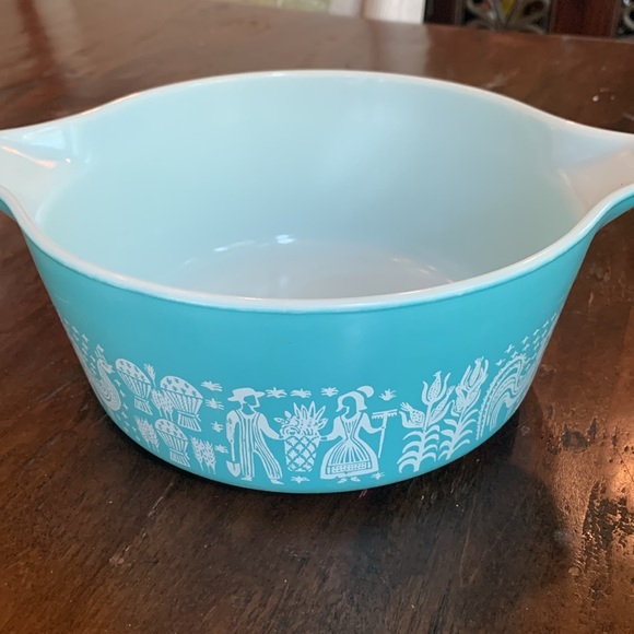 Pyrex 475 Vintage Amish Butterprint Turquoise Casserole, decorative - Picture 3 of 11